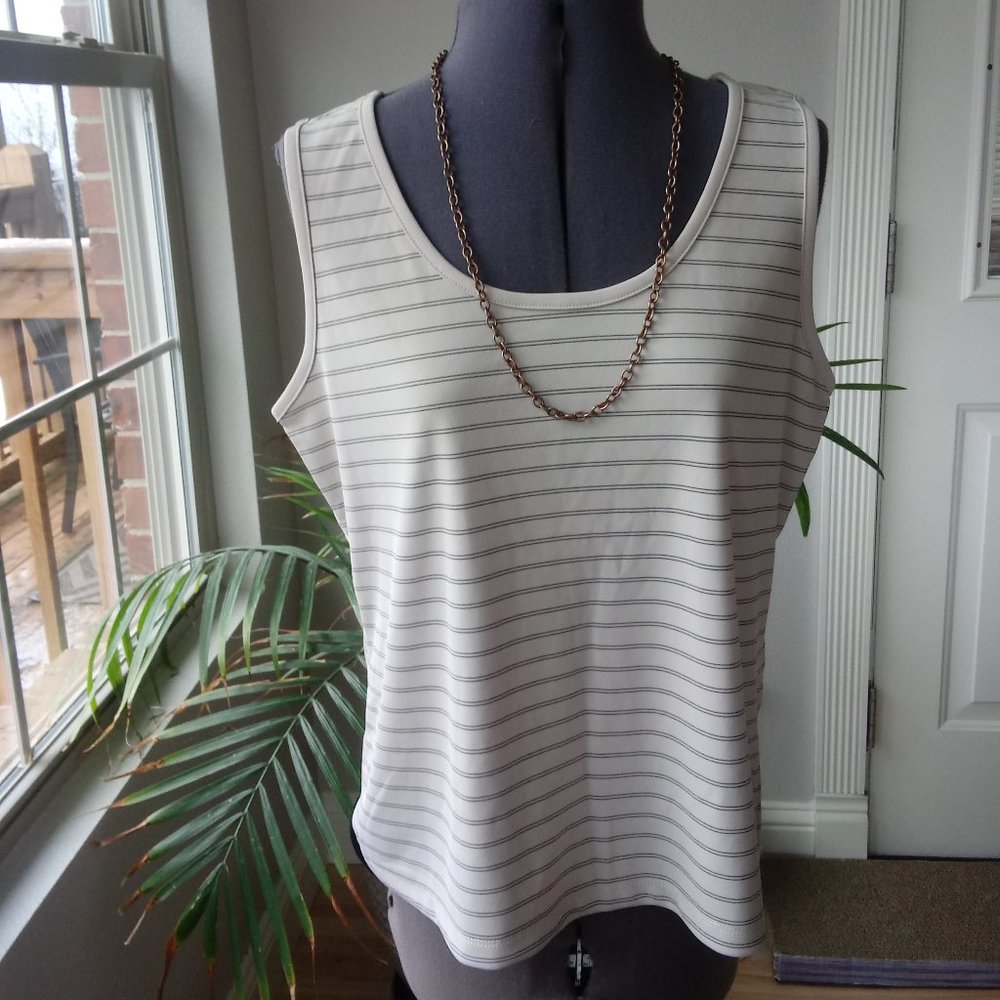 Kathy Ireland Grey Tank with Black Stripes - Picture 2 of 9